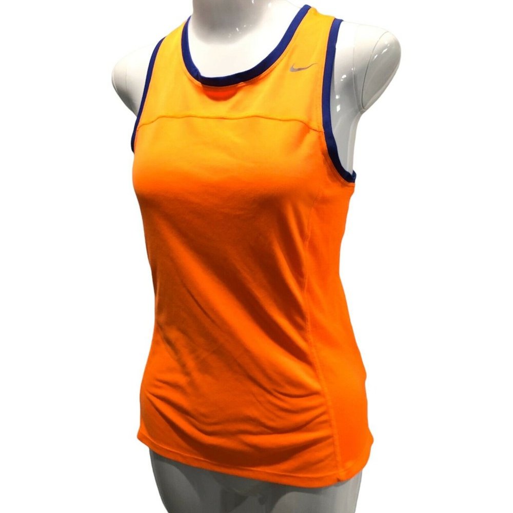 Nike Running Women's Dri-Fit Workout Excercise Tank Top Orange Blue Size XS